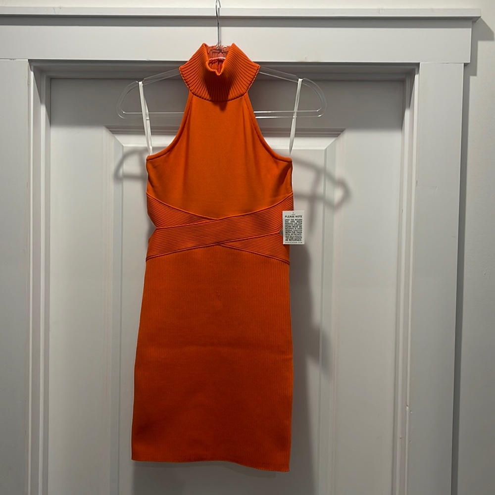 Herve by Herve Leger Paris Orange Cut-Out Dress